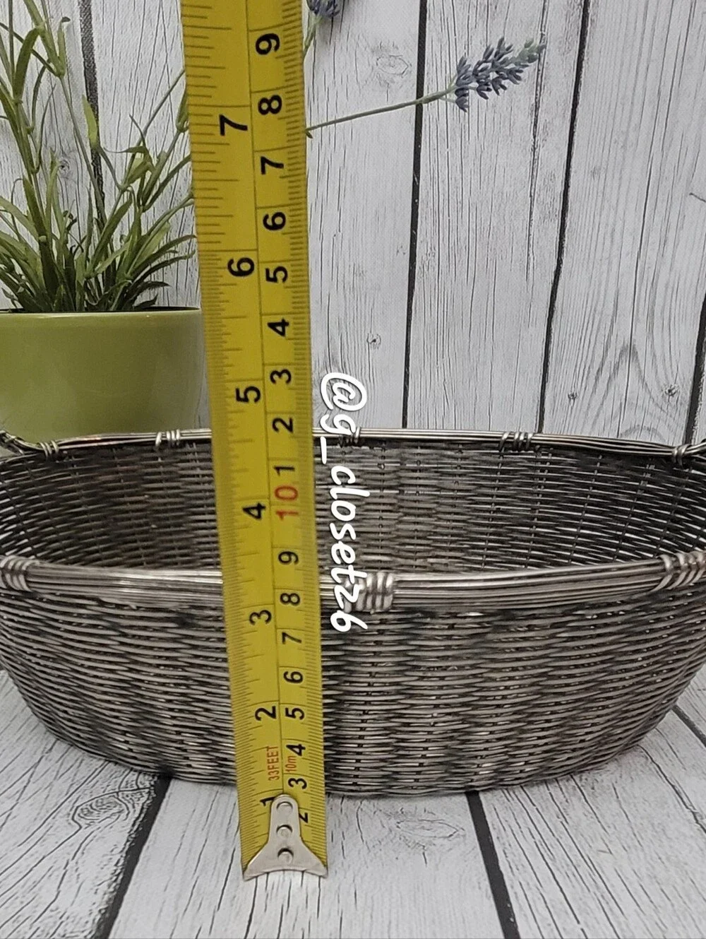 Vintage Woven Metal Serving Basket - Silver